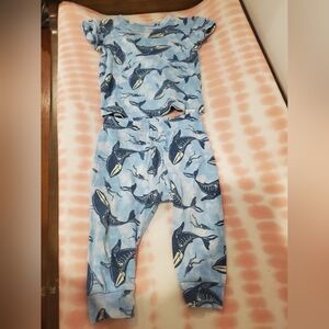 GAP 6-12 Month Baby Blue Whale 2 Pc Pyjama